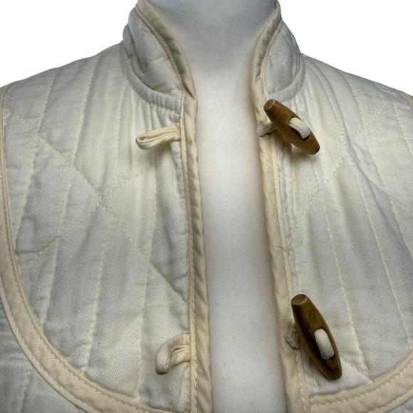 Doen Parker Quilted Jacket Women's S Barn Toggle Closure Mandarin Collar Cream - Picture 4 of 13